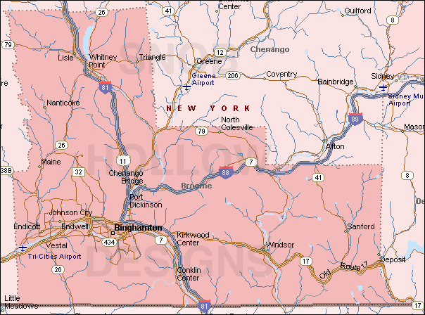 Broome County New York map