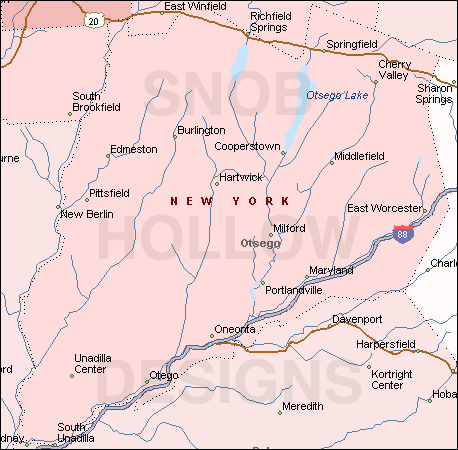 Otsego County New York map