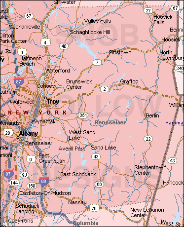 Rensselaer County New York map